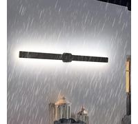 QYYZTQY Outdoor Lights IP65 Waterproof Lamp Long Rectangle Wall Minimalist Black Aluminium 3000K/4000K/6000K for Garden Balcony Porch Living Room (40cm,Neutral Light)