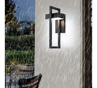 QYYZTQY Outdoor Lights IP65 Waterproof Lamp Minimalist Rectangle Wall Acrylic Lampshade Black Linear for Garage Porch Hallway Living Room (42cm,White Light)