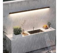 QYYZTQY Outdoor Long Lights IP65 Waterproof with Remote Control Wall Lamp 10%-100% Dimmable Black Aluminium Garden Decorative for Courtyard Patio Corridor (150cm,Black)