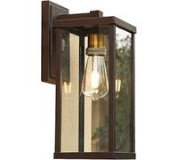 QYYZTQY Outdoor Modeen Outdoor Waterproof Glass Lantern Retro E27 Antique Wall Lamp Metal Rectangular Bracket Wall Mount for Courtyard Garden Balcony Villa Aluminum F