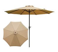 QYYZTQY Outdoor Parasol Market Table Umbrella with Crank Handle Iron Column 8 Sturdy Ribs Umbrellas for Balcony,Dining Tables,Gardens,Patios Lawn (Khaki 300CM(10FT))