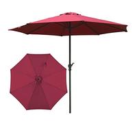 QYYZTQY Outdoor Parasol Market Table Umbrella with Crank Handle Iron Column 8 Sturdy Ribs Umbrellas for Balcony,Dining Tables,Gardens,Patios Lawn (Red 270CM(9FT))