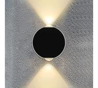QYYZTQY Outdoor Up/Down Wall Light, Round Black Wall Mounted Lamp LED Exterior Wall, IP65 Aluminium Wall Lamps Waterproof Outside Lights for Patio Porch Garden (Color : 3000K)