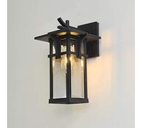 QYYZTQY Outdoor Waterproof Wall Lamp Outdoor Square Aluminum Frame Wall Mount Lighting with Clear Glass Shade 38cm Lantern for Villa Front Door Porch Garden
