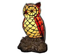 QYYZTQY Owl Table Lamp Colorful Glass Decorative Night Light Children Small Desk Lamp for Home Bedroom Bedside Lamp Craft Lighting Needed