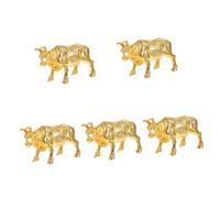QYYZTQY Pack of 5 Five Cattle Ornaments Table Figures Animal Figure Brass Craft Decor Figure Desk Decoration Animal Brass Ornament Figures
