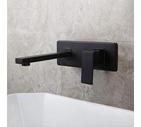 QYYZTQY Painting Wall Mounted Tap Bathroom Basin Sink Solid Brass Hot & Cold Mixer Matte Bathtub Faucet Black Heavy Duty Star of Light