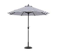 QYYZTQY Parasol 8.8FT Stripe with 55 Pounds Round Base Patio Aluminum Outdoor Crank Lift Beach Umbrella Shade (Blue w, 270cm
