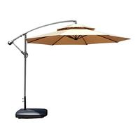QYYZTQY Parasol,Offset 8.8FT Cantilever Outdoor Market Umbrella with Crank and Water Injection Base for Lawn Garden Deck Backyard Pool (Khaki 2.7M)