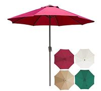 QYYZTQY Parasols Patio Umbrella 10Ft Outdoor Garden Parasol Pool with Crank Sun Protection Ventilation,Outdoor Table Market 8 Sturdy Ribs Patio,Lawn Without B (Red 10ft(300CM))