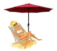 QYYZTQY Patio Parasol Umbrella,2.5m/8.2ft Heavy Duty Umbrellas,Non Tilted Outdoor Garden Parasol,with 8 Strong Ribs (Red)