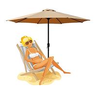 QYYZTQY Patio Parasol Umbrella,2.5m/8.2ft Heavy Duty Umbrellas,Non Tilted Outdoor Garden Parasol,with 8 Strong Ribs (Nrown)