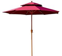QYYZTQY Patio Umbrella, Outdoor Red Market Table Umbrellas Double Parasol with Crank Lift and 8 Ribs, 9ft/2.7m Sun Shade for Garden/Lawn/Deck