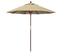 QYYZTQY Patio Wooden Umbrella,Garden Parasol Umbrella with Rope Pulley Lift,8 Ribs,Adjustable Heights,Windproof Waterproof Outdoor for Deck Pool Backyard (270cm/9ft)