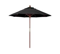 QYYZTQY Patio Wooden Umbrella,Market Table Parasol Umbrella with Rope Pulley Lift,8 Ribs,Adjustable Heights,Outdoor for Garden Pool Backyard (210cm/7ft)