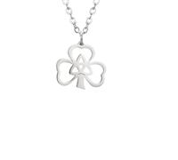 QYYZTQY Patricks Day Necklaces, 925 Sterling Silver Shamrock Lucky Necklace Three Leaf Heart Trinity Knot Irish Patrick Symbol Charm Religious Amulet - Green Beads Patricks Day,