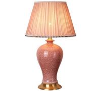 QYYZTQY Pink Finish Ceramics Table Lamp American Retro Bedroom Bedside Lamp Large Oriental Ceramics Desk Lamp for Living Room Study Wedding Decoration (Pink 52 * 30cm)
