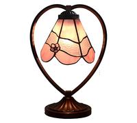 QYYZTQY Pink Flower Table Lamp Vintage Style Stained Glass Bedside Lamp Small Lamp for Bedroom Living Room Coffee Table Library Needed