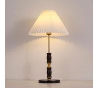 QYYZTQY Pleated Fabric Table Lamp Vintage Bedside Nightstand Light Wood Desk Lamp Desktop Column Table Lamps Accent Lamp for Bedroom Home Office Decor Task Lamp E27 Socket