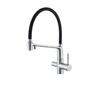 QYYZTQY Premium Kitchen Faucet 1PCS White Black Dual Nozzle Brass Filter Mixer for Hot Cold Water - Stylish Chrome Sink Tap with Purifier Container