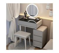 QYYZTQY Princess Gift Luxurious Makeup Vanity Desk Mirror and Stool Corner Dressing Table Set with 7 Drawers for Bedroom