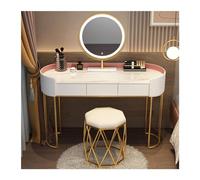 QYYZTQY Princess Gift Luxurious Makeup Vanity Desk Mirror and Stool Corner Dressing Table Set with 7 Drawers for Bedroom