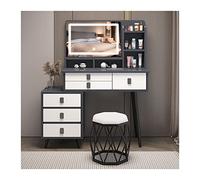 QYYZTQY Princess Gift Luxurious Makeup Vanity Desk Mirror and Stool Corner Dressing Table Set with 7 Drawers for Bedroom