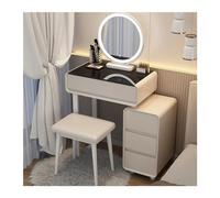 QYYZTQY Princess Gift Luxurious Makeup Vanity Desk Mirror and Stool Corner Dressing Table Set with 7 Drawers for Bedroom