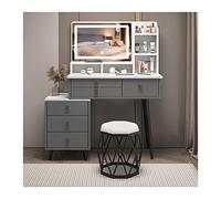 QYYZTQY Princess Gift Luxurious Makeup Vanity Desk Mirror and Stool Corner Dressing Table Set with 7 Drawers for Bedroom