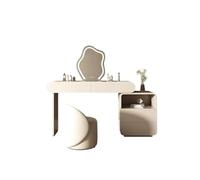 QYYZTQY Princess Gift Luxurious Makeup Vanity Desk Mirror and Stool Corner Dressing Table Set with 7 Drawers for Bedroom