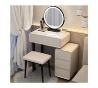QYYZTQY Princess Gift Luxurious Makeup Vanity Desk Mirror and Stool Corner Dressing Table Set with 7 Drawers for Bedroom