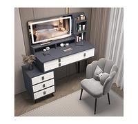 QYYZTQY Princess Gift Luxurious Makeup Vanity Desk Mirror and Stool Corner Dressing Table Set with 7 Drawers for Bedroom