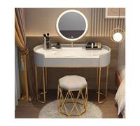 QYYZTQY Princess Gift Luxurious Makeup Vanity Desk Mirror and Stool Corner Dressing Table Set with 7 Drawers for Bedroom