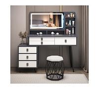 QYYZTQY Princess Gift Luxurious Makeup Vanity Desk Mirror and Stool Corner Dressing Table Set with 7 Drawers for Bedroom