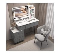 QYYZTQY Princess Gift Luxurious Makeup Vanity Desk Mirror and Stool Corner Dressing Table Set with 7 Drawers for Bedroom