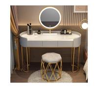 QYYZTQY Princess Gift Luxurious Makeup Vanity Desk Mirror and Stool Corner Dressing Table Set with 7 Drawers for Bedroom