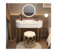 QYYZTQY Princess Gift Luxurious Makeup Vanity Desk Mirror and Stool Corner Dressing Table Set with 7 Drawers for Bedroom