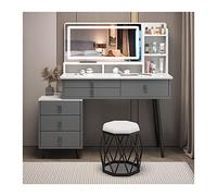 QYYZTQY Princess Gift Luxurious Makeup Vanity Desk Mirror and Stool Corner Dressing Table Set with 7 Drawers for Bedroom