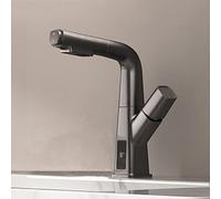 QYYZTQY Pull out Bathroom Faucet, Temperature Display Basin Mixer taps with Single Lever Handle, bathoom Sink Tap Mixers Brass, Basin Mixer Tap Hot and Cold Water Sink taps, Gray