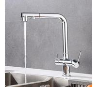 QYYZTQY Pull-out Kitchen Hot and Cold Washing Basin Sink Three-in-One Faucet, Seven-Character Dual-Control Water Purification (Electroplating)