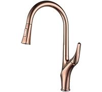 QYYZTQY Pull out Spray Faucet Chrome Rose Gold Swivel Brass Single Hole Tap for Hot & Cold Water Water-Saving Kitchen Sink Mixer