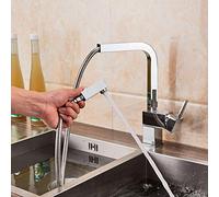 QYYZTQY PullDown Square Brass Mixer in Bright Chrome Finish Adjustable Tap Sink Faucet and Stylish Kitchen Fixtures