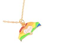QYYZTQY Rainbow Necklace For Women and Men, Colorful Rainbow Love Wins Heart Pendant Necklace Support Charm Choker Necklace, Rainbow Bridge Necklace