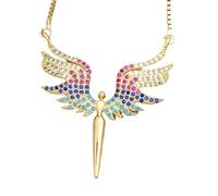 QYYZTQY Rainbow Necklace For Women, Romantic Initial CZ Heart Shape Necklace, Classic Wings Rainbow, Rainbow Moon Star Pendant, Rainbow Bridge Necklace