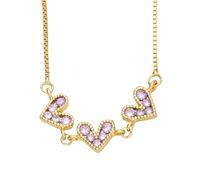 QYYZTQY Rainbow Necklace For Women, Romantic Small Pink Heart Necklace Crystal Necklace Rainbow Jewelry, Rainbow Heart Necklace, Rainbow Bridge Necklace