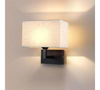QYYZTQY Rectangle Fabric Beige Textile Hardwired Reading Wall Light E26/ Base for Bedroom Bedside Hallway Living Room Study Mounted Lamp(Black)