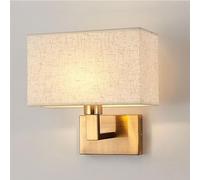 QYYZTQY Rectangle Fabric Beige Textile Hardwired Reading Wall Light E26/ Base for Bedroom Bedside Hallway Living Room Study Mounted Lamp(Gold)