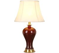 QYYZTQY Red Glazed Ceramic Table Lamp Mid Century Bedroom Bedside Lamp Large Table Lamps for Living Room Study Ceramics Desk Lamp Christmas Lights