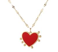 QYYZTQY Red Heart Necklace For Women, Red Heart Love Pendant Necklace Long Chains Collar Lovers Gift Boho - Red Heart Pendant Necklace, Heart Necklace, Heart Glass Pendant