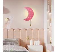 QYYZTQY Remote Control Light Dimmings 2700K-6500K with Pull Cord Wall Lamp USB Battery Operated for Children's Bedroom Living Room (A,Pink)